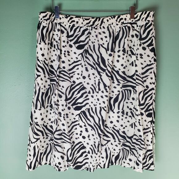 Diane Gilman Vintage Womens Zebra Animal Print Silk Pull On Skirt Lined Size 2X - Picture 1 of 4